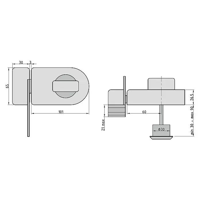 Basi Türzusatzschloss KS500RSilber, DIN Anschlag: Universell einsetzbar, Dornmaß: 60 mm, Sperrbügel