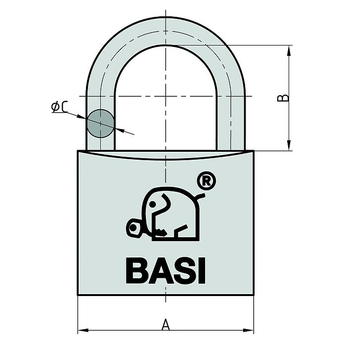 Basi Vorhängeschloss V55 Gleichschließung Nr. 20 (Bügelstärke: 8 mm, Material Bügel: Stahl) | BAUHAUS