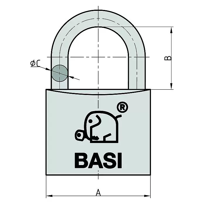 Basi Vorhängeschloss V55 Gleichschließung Nr. 20Bügelstärke: 8 mm, Material Bügel: Stahl