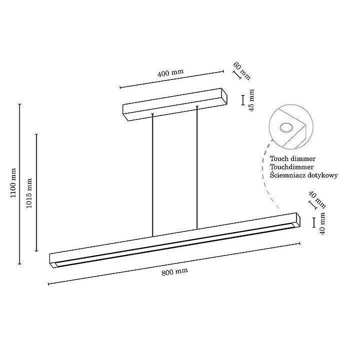 Spotlight LED-PendelleuchteHöhe: 60 cm Sketch