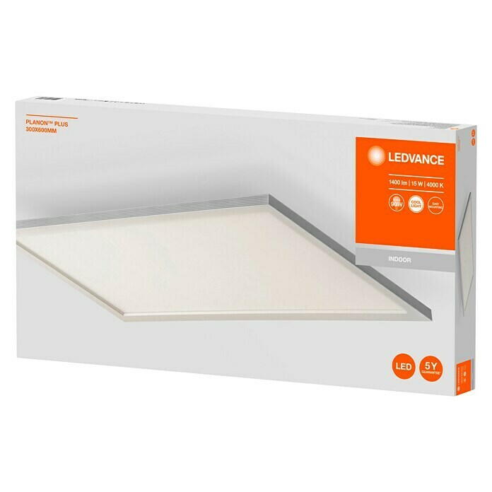 Ledvance LED-Panel Planon Plus17 W, L x B x H: 59,5 x 29,5 x 4,6 cm, Silber, Kaltweiß Front View