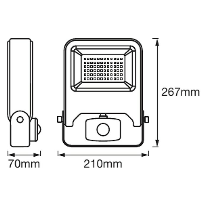 Ledvance LED-Strahler Endura FloodAnthrazit, Sensor, 50 W, IP44 Sketch