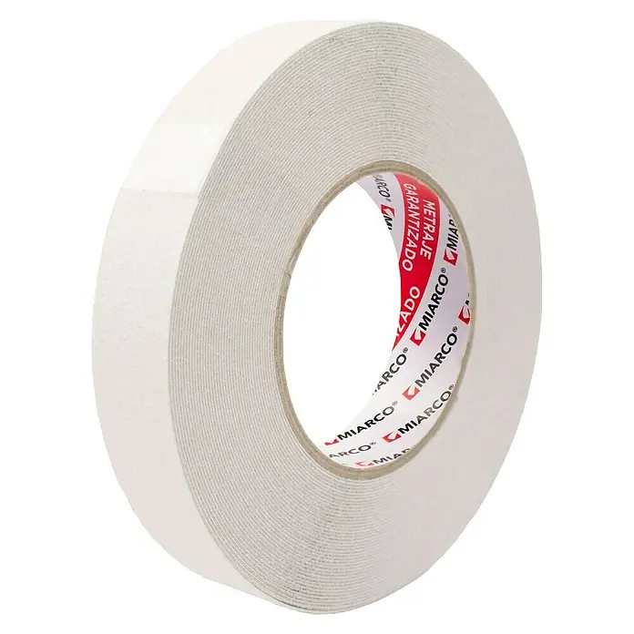 Cinta antideslizante - L x An: 15 m x 2,5 cm, Transparente - Rollo de cinta adhesiva de doble cara Miarco con la inscripción "Metraje Garantizado". Ideal para manualidades y reparaciones.