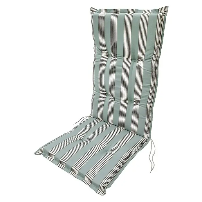 Sun Garden Sitzauflage Naxos - Pistazie, Hochlehner, L x B x H: 117 x 49 x 6 cm, Materialzusammensetzung Bezug: Baumwoll-Polyester-Mischgewebe - Gepolsterte Gartenstuhlauflage mit Streifenmuster und Bindebändern zur Befestigung.
