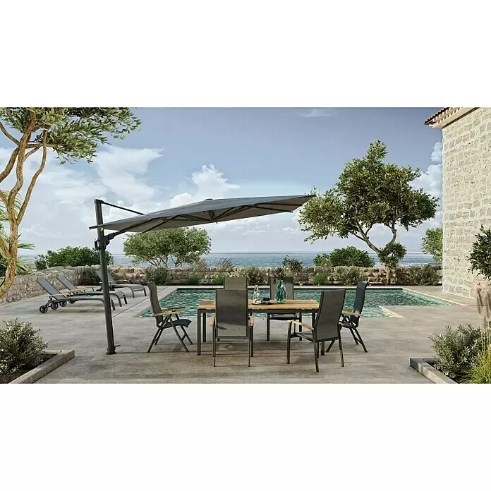 Sunfun Ampelschirm Capri - Anthrazit, Bespannungsmaß (L x B): 300 x 350 cm - Stimmungsaufnahme