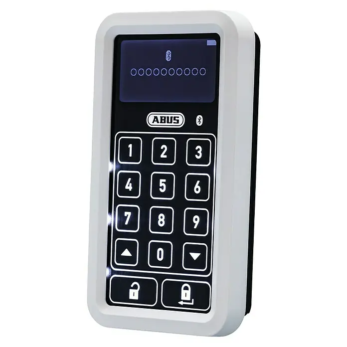 Abus HomeTec Pro Funk-Tastatur CFT 3100W - L x B x H: 29 x 78 x 142 mm, Passend für: Abus HomeTec Pro Funk-Türschlossantrieb CFA3100, Weiß - ABUS Keypad mit Zahlenfeld und Display zur sicheren und bequemen Steuerung von Zutrittsberechtigungen.