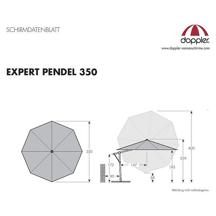 Doppler Expert Pendelschirm (Aquamarine, 350 cm)