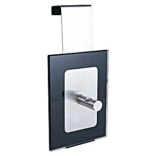 Portaferm Wand-/deurkapstok (Uitrusting: 1 haken, Glas/ metaal, Zwart/Rvs)