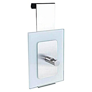Portaferm Wand-/deurkapstok (Uitrusting: 1 haken, Glas/ metaal, Wit/Rvs)