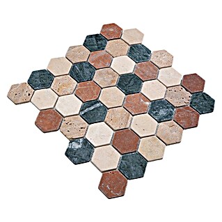 Mozaik pločica Hexagon Mix MOS HXN RND (29,8 x 30,5 cm, Krem-bež-crvena-zelena, Mat)