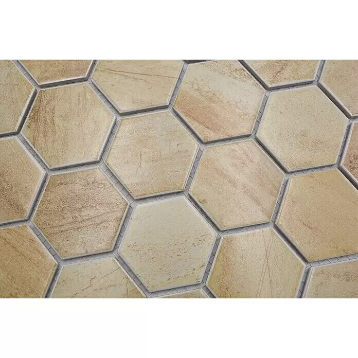 Mosaikfliese Hexagon CTR HX31CM - 32,5 x 28,1 cm, Beige, Matt - Detailaufnahme