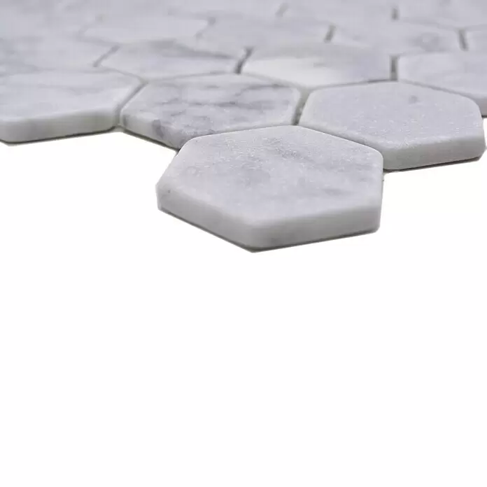 Mosaikfliese Hexagon Uni MOS HXN 2000 - 29,8 x 30,5 cm, Weiß, Matt - Detailaufnahme