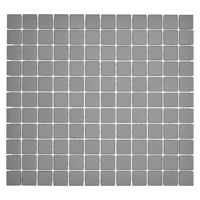 Mosaikfliese Quadrat Uni AT 950 - 32,6 x 30 cm, Grau, Matt - Quadratische graue Mosaikfliese mit weißen Fugen, ideal für Bad oder Küche, bietet eine robuste und stilvolle Oberfläche.
