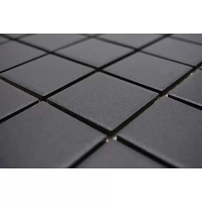 Mosaikfliese Quadrat Uni SAT 402 - 29,8 x 29,8 cm, Schwarz, Matt - Detailaufnahme