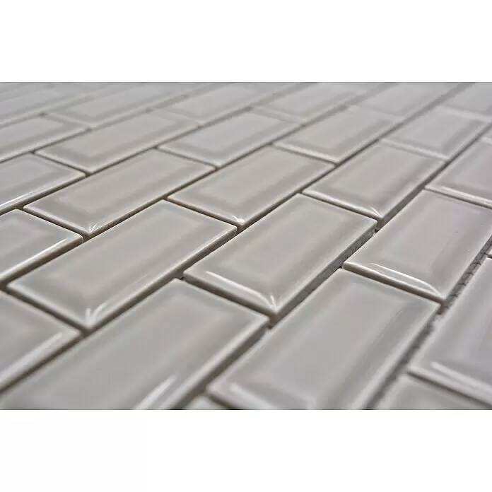 Mosaikfliese Brick Bond Diamond CBC 10230 x 30 cm, Grau, Glänzend