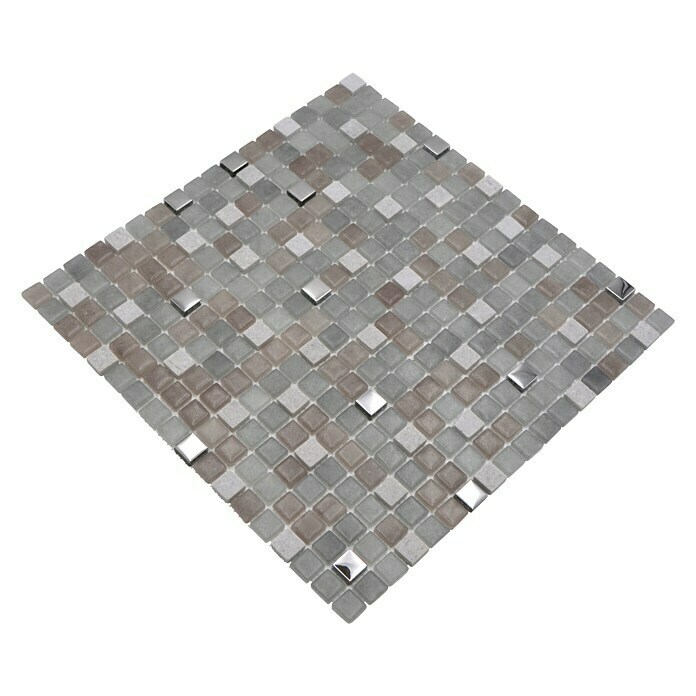 Mosaikfliese Quadrat Crystal Mix LOPE 04AN (30 x 30 cm, Grau, Glänzend)