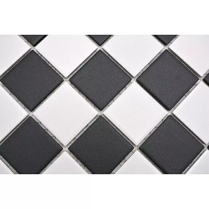 Mosaikfliese Quadrat Mix SAT 348 - 29,8 x 29,8 cm, Schwarz/Weiß, Matt - Detailaufnahme