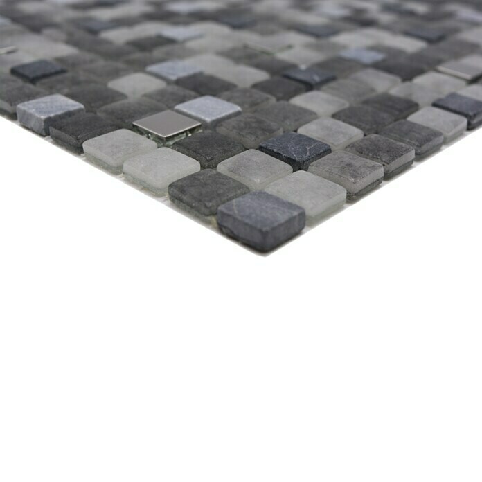 Mosaikfliese Quadrat Crystal Mix LOPE 34AN (30 x 30 cm, Schwarz, Glänzend)