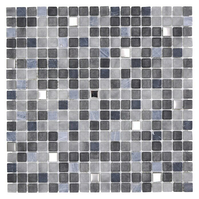 Mosaikfliese Quadrat Crystal Mix LOPE 34AN (30 x 30 cm, Schwarz, Glänzend)