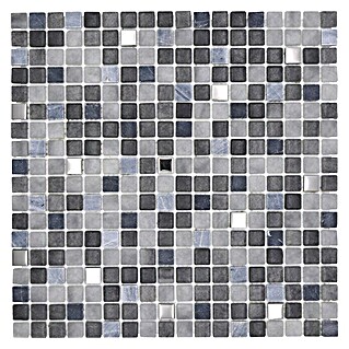 Mosaikfliese Quadrat Crystal Mix LOPE 34AN (30 x 30 cm, Schwarz, Glänzend)