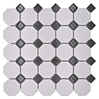 Mozaïektegel achthoek Octa G 469 (29,5 x 29,5 cm, Wit/grijs, Mat)