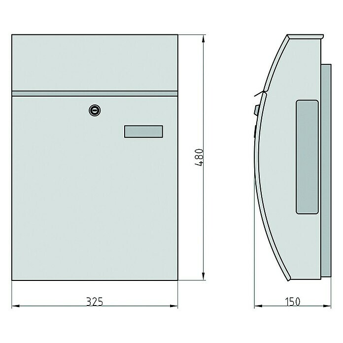 Basi Wandbriefkasten BK 1000Z1 (L x B x H: 15 x 32,5 x 48 cm, Silber, Edelstahl, Zeitungsfach) | BAUHAUS