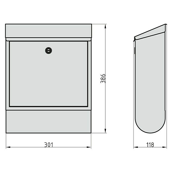 Basi Wandbriefkasten BK 300 M (L x B x H: 11,8 x 30,1 x 38,6 cm, Anthrazit, Stahl, Zeitungsfach) | BAUHAUS