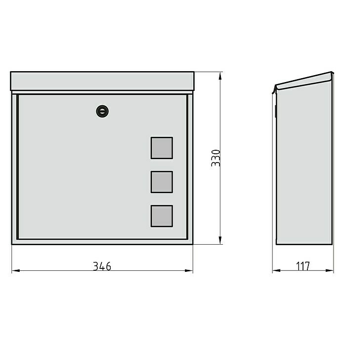 Basi Wandbriefkasten BK 350 M (L x B x H: 11,7 x 34,6 x 33 cm, Anthrazit, Stahl, Namensschild) | BAUHAUS