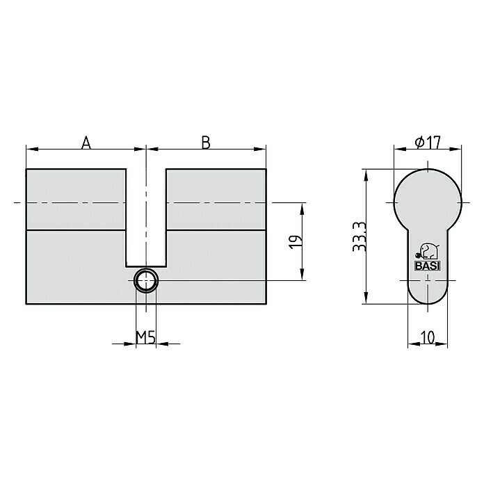 Basi Blindzylinder BZ (Baulänge innen: 45 mm, Baulänge außen: 45 mm, Material Zylinder: Messing) | BAUHAUS