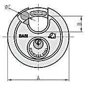 Basi Diskusschloss RVS 610 (B x H: 70 x 70 mm, Bügelstärke: 9,5 mm, Edelstahl) | BAUHAUS