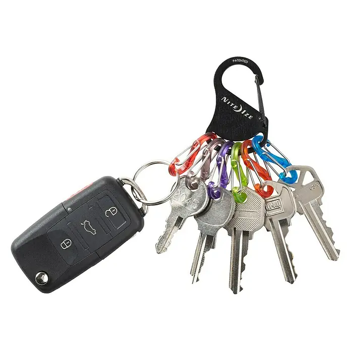 Nite Ize Mosquetón KeyRack - L x An: 12 x 2 mm - Llavero con llavero y llave del coche. El mosquetón Nite Ize S-Biner KeyRack lo mantiene todo unido.