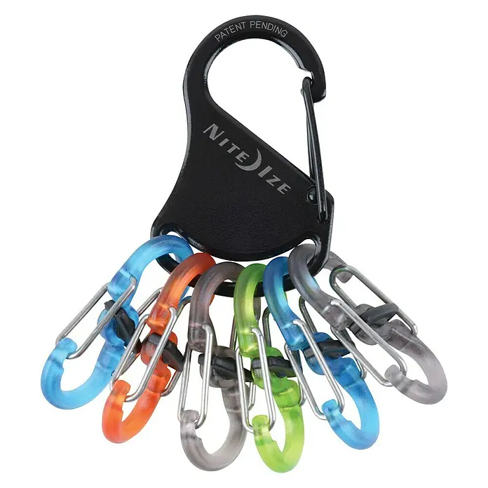 Nite Ize Mosquetón KeyRack - L x An: 12 x 2 mm, Acero inoxidable - Nite Ize KeyRack con clips de mosquetón S-Biner coloridos para llaves y objetos pequeños.