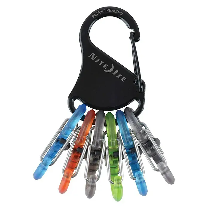 Nite Ize Mosquetón KeyRack - L x An: 12 x 2 mm, Acero inoxidable - Llavero con mosquetón Nite Ize con S-Biners de colores. Práctico para organizar y cambiar rápidamente las llaves.