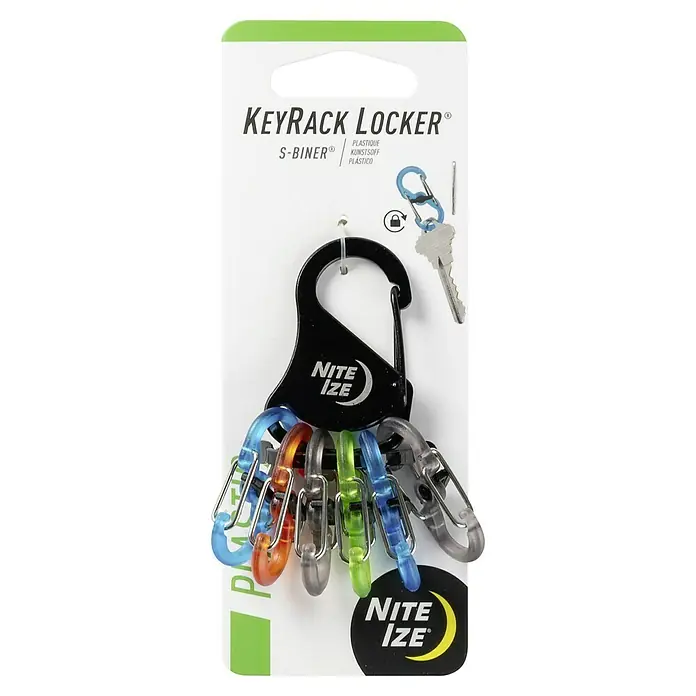 Nite Ize Mosquetón KeyRack - L x An: 12 x 2 mm, Acero inoxidable - Nite Ize KeyRack Locker con S-Biners: Organizador de llaves con mosquetones de colores para asegurar y acceder fácilmente a las llaves.