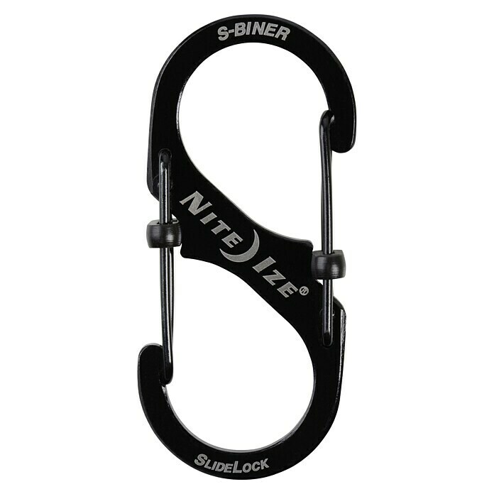 Nite Ize Doppelkarabiner S-Biner SlidelockL x B: 104 x 13 mm, Edelstahl, Schwarz Front View