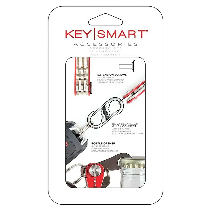 Nite Ize Karabinerhaken Set Keysmart Accessoire-Kit - Edelstahl - KeySmart Zubehörset: Enthält Schraubenverlängerungen, Karabinerhaken für schnelles Verbinden und einen Flaschenöffner für den Schlüsselbund.