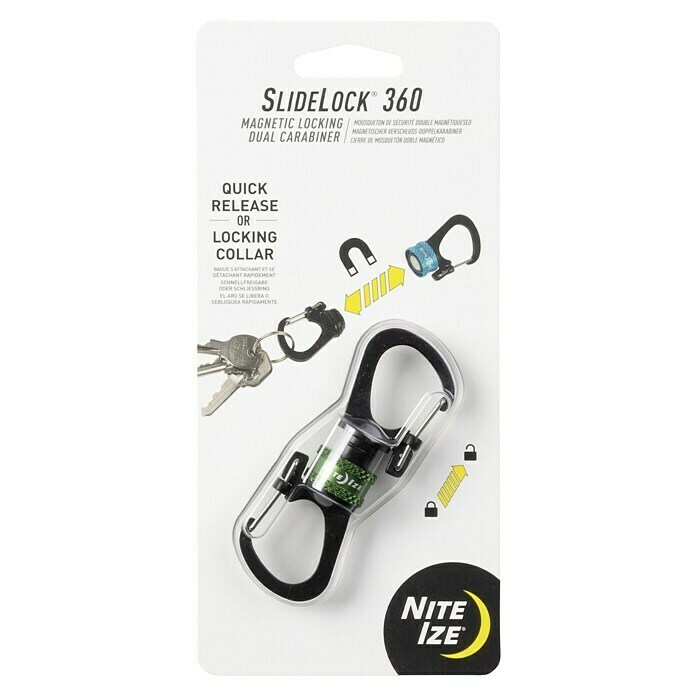 Nite Ize Doppelkarabiner Slidelock 360° Magnetic LockL x B: 19 x 2,05 cm, Aluminium, Anthrazit Front View