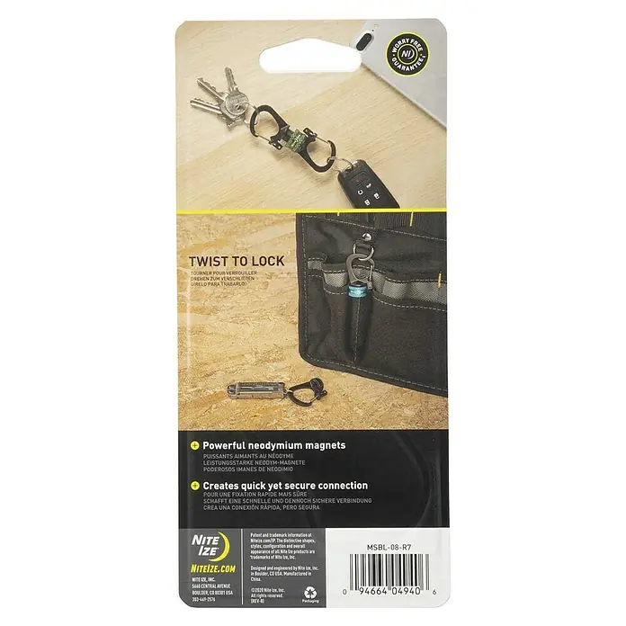 Nite Ize Doppelkarabiner Slidelock 360° Magnetic Lock - L x B: 19 x 2,05 cm, Aluminium, Anthrazit - Nite Ize MSBL-08-R7: Schlüsselanhänger mit Twist-to-Lock-Funktion und Neodym-Magneten für eine schnelle, sichere Verbindung.