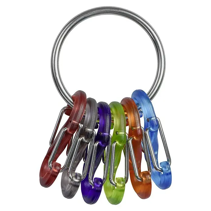 Nite Ize Karabinerhaken S-Biner KeyRing - L x B: 57 x 14 mm, Edelstahl - Schlüsselanhänger mit mehreren farbigen Mini-Karabinern, die an einem großen Metallring befestigt sind. Sie sind praktisch und dekorativ.