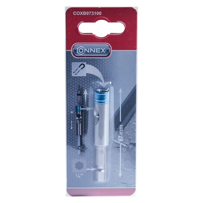 Connex Portabits para herramientas eléctricas COXB973100 - Acero - Portapuntas CONNEX con mandril de cambio rápido, adecuado para atornillar con puntas. Compatible con puntas de 1/4".