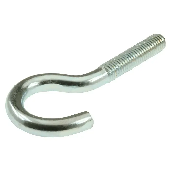 Suki Hembrilla abierta - Ø x L: 6,8 x 100 mm, 1 ud., Zincado - Primer plano de un tornillo de gancho cincado con rosca, sobre un fondo negro.