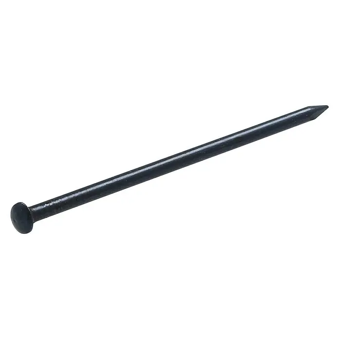 Suki Clavo - Ø x L: 2 x 23 mm, Acero, 70 ud. - Primer plano de un solo clavo de alambre negro, colocado diagonalmente sobre un fondo negro.