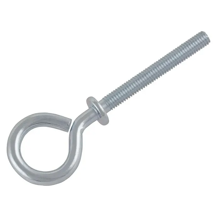 Suki Hembrilla cerrada - Ø x L: 4 x 40 mm - Primer plano de un cáncamo cincado con rosca sobre un fondo negro.