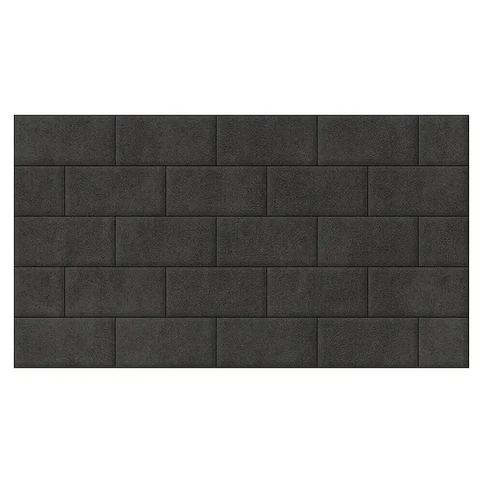 Fllow Wandpolster-Set Velvet A1 - 270 x 150 cm, Schiefer - Darstellung einer dunklen Ziegelwand. Ideal als neutraler Hintergrund für Designs oder Texturen in verschiedenen Projekten.
