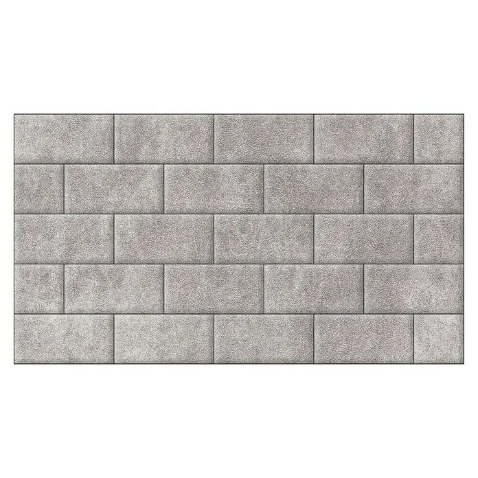 Fllow Wandpolster-Set Velvet A1 - 270 x 150 cm, Beige - Mauerwerk aus grauem Pflasterstein, das ein robustes und modernes Aussehen verleiht. Ideal für Außenbereiche und kreative Wandgestaltungen.