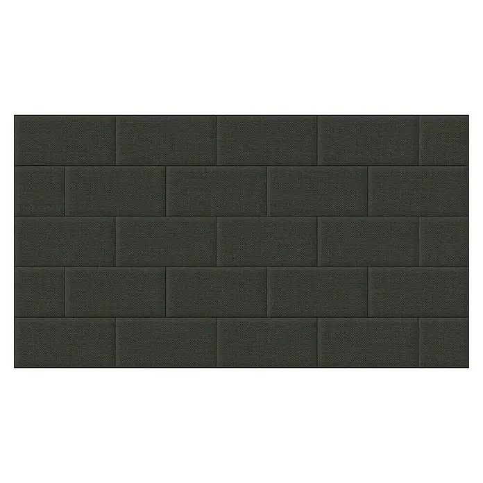Fllow Wandpolster-Set Inari A1 - 270 x 150 cm, Anthrazit - Graue Akustikpaneele in Ziegelmusteranordnung, ideal zur Schallabsorption und dekorativen Wandgestaltung in modernen Räumen.
