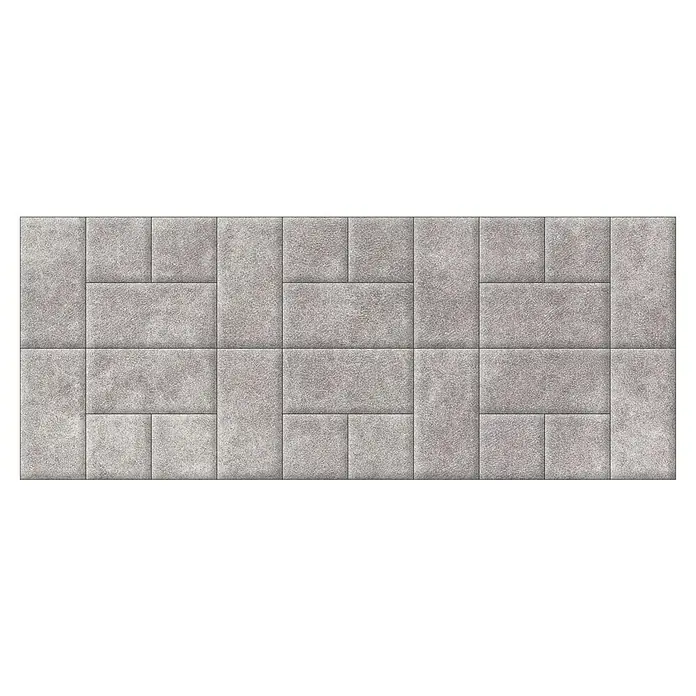 Fllow Wandpolster-Set Velvet A2 - 300 x 120 cm, Beige - Graue Wandpaneele mit rechteckigen Mustern.