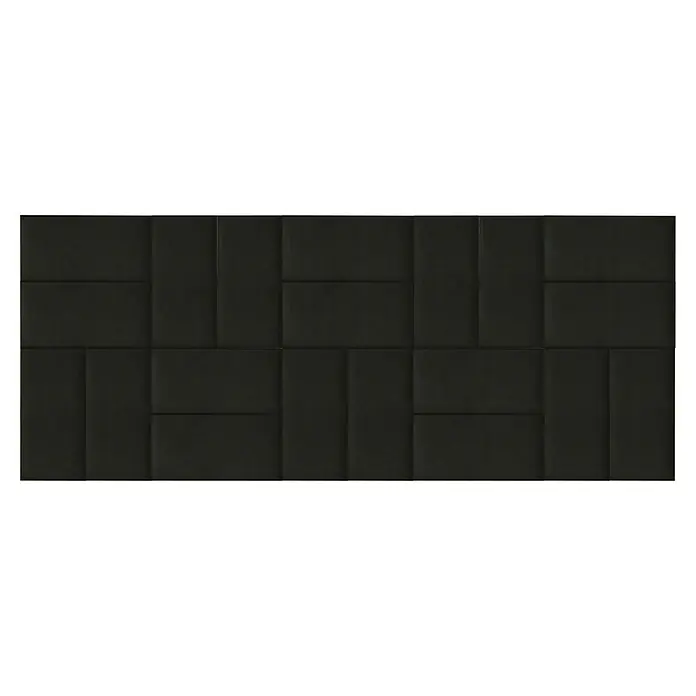 Fllow Wandpolster-Set Velvet A3 - 300 x 120 cm, Schwarz - Schwarze Wandpaneele mit einem modernen, rechteckigen Design, ideal für stilvolle Innenräume. Die Textur bietet eine elegante, dunkle Atmosphäre.