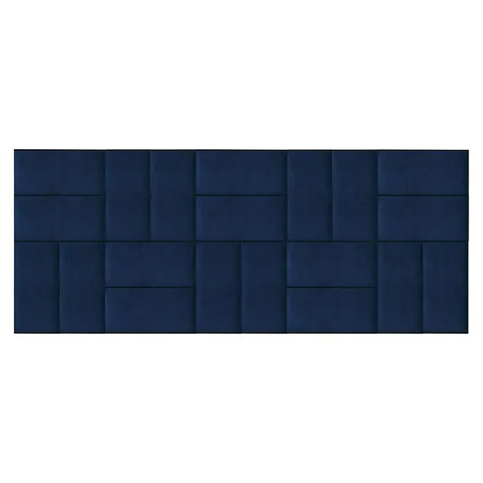 Fllow Wandpolster-Set Velvet A3 - 300 x 120 cm, Blau - Blaue Akustikpaneele zur Wandmontage. Geräuschdämmende Wandpaneele mit geometrischem Muster, ideal für Büros oder Wohnräume.