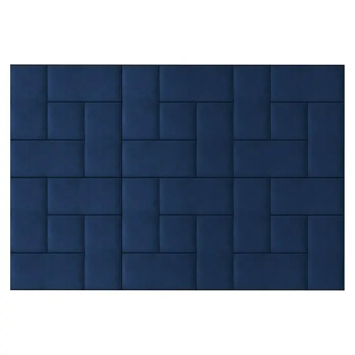 Fllow Wandpolster-Set Velvet A4 - 270 x 180 cm, Blau - Elegante blaue Wandpaneele mit geometrischem Muster. Die Wandverkleidung bietet eine stilvolle und moderne Wandgestaltung für jeden Raum.